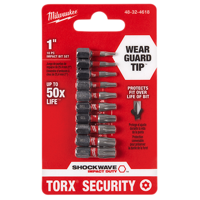Milwaukee Shockwave™ Tamper-Proof Torx  Security Bit Set, 10-Pc.