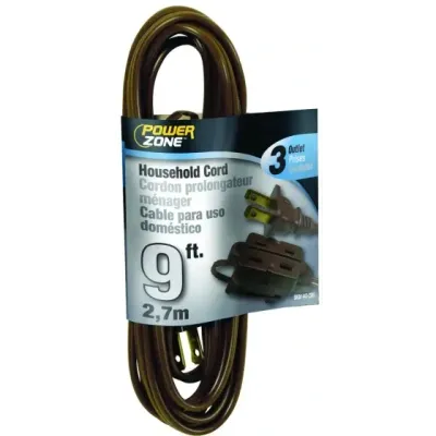 PowerZone OR670609 Brown Extension Cord, 16/3X9Ft