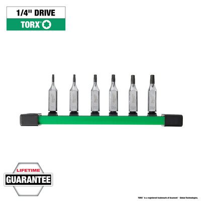 Milwaukee 1/4" Drive FourFlat™ 6Pc Torx Bit Socket Set, T10-T27