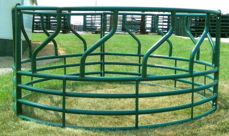 Green Heavy Duty Open Bottom 5-Ring 14Ga 3-Piece S-Bar Cattle Hay Feeder