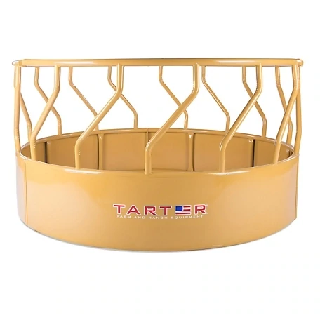 Yellow S-Bar 3-Piece Tall Bull Feeder w/Closed Bottom Hay Saver Ring