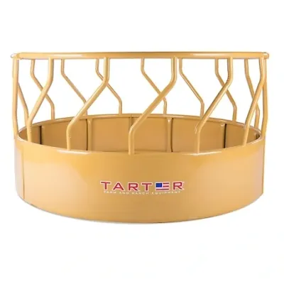 Yellow S-Bar 3-Piece Tall Bull Feeder w/Closed Bottom Hay Saver Ring
