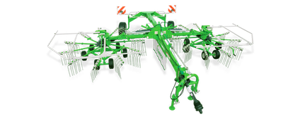 Samasz 2-Rotor, Center Delivery Trailed Rake, Working width: 23'7" - 24'11", Transport width: 9'6"