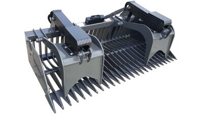 IronCraft x-Treme Duty Rock Grapple Bucket, 84" wide , 3" Tine Spacing, Flat Face Couplers