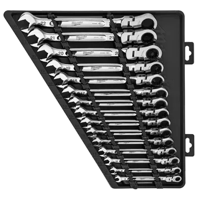 Milwaukee Flex Head Ratcheting Combo Wrench Set, 15Pc METRIC
