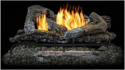 Kozy World GLD2465R Gas Log Set w/Remote Control, 13"X24",  33,000Btu/1250SQ Ft (Dual Fuel)