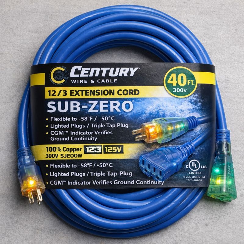 Century Wire Blue Sub-Zero Extension Cord, 40Ft