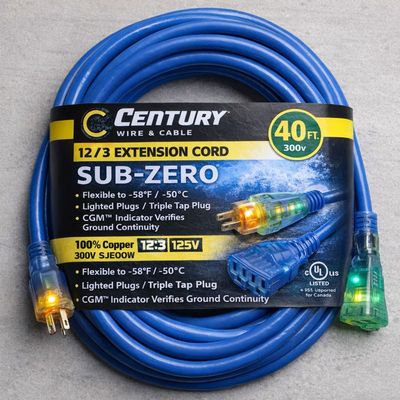 Century Wire Blue Sub-Zero Extension Cord, 40Ft