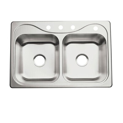 Sterling Southhaven 11401-4-NA SS Double Kitchen Sink, 7" Deep