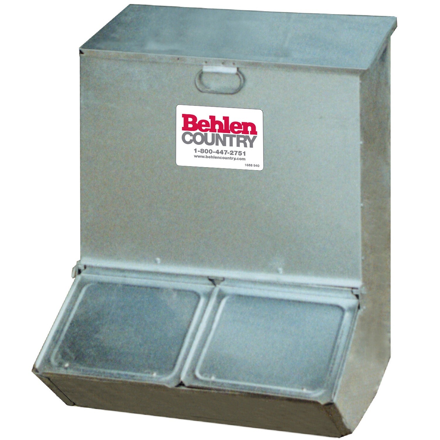 Behlen Country Galvanized Hog Feeder w/Lids, 2-Hole, Capacity 2.88-CF, 24"X22"X28"