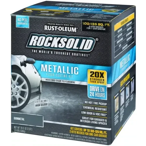 Rustoleum 299743 RockSolid Hi-Gloss Gunmetal Garage Floor Coating Kit