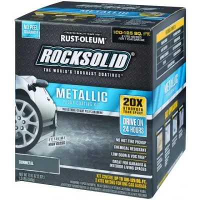 Rustoleum 299743 RockSolid Hi-Gloss Gunmetal Garage Floor Coating Kit