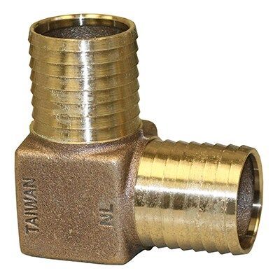 Merrill Mfg No Lead Bronze Ell, 1-1/2"Barb X 1-1/2"Barb