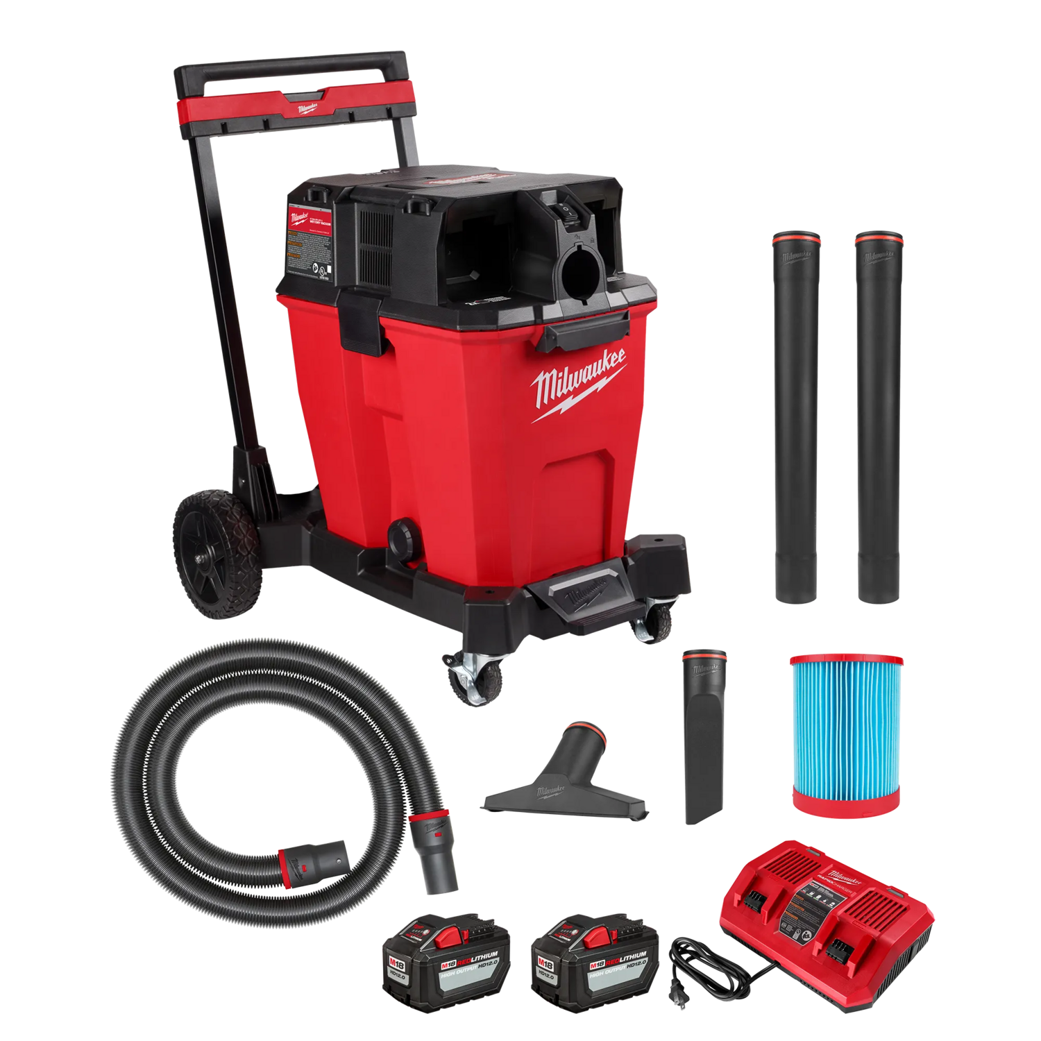 Milwaukee M18 Fuel 12Gal. Wet/Dry Dual Battery Vacuum Kit w/2 - 48-11-1812 Batteries