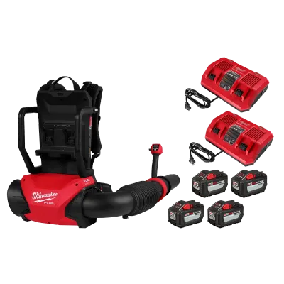 Milwaukee M18 Fuel Dual Battery Backpack BlowerKit, 650CFM, 155MPH (4 X 48-11-1812 Batteries)