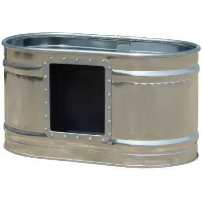 Galv. Oval Stock Tank w/Hog Drinker, 165Gal.