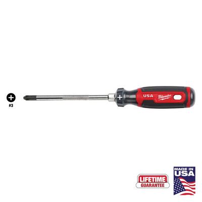 Milwaukee USA Cushion Grip #3 Phillips 6" Screw Driver
