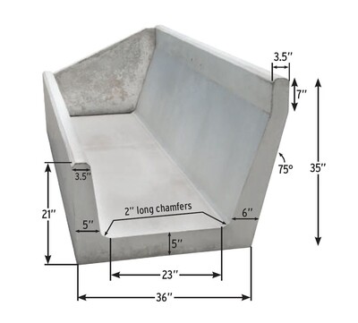 Fenceline Concrete J-Bunk Feeder w/Left End, 8Ft