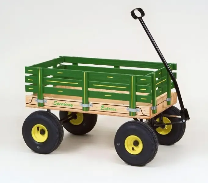 Valley Road Woodworks Express Wagon, 18"X36" w/Poly Bed Green/Yellow