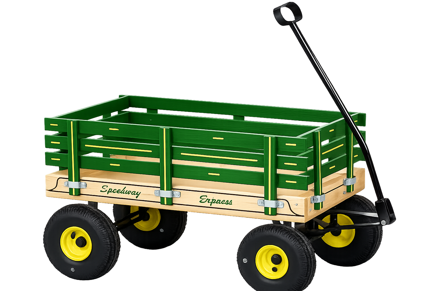 Valley Road Woodworks Express Wagon, 18"X36" w/Poly Bed Green/Yellow