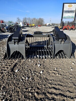 IronCraft x-Treme Duty EURO Mount Rock Grapple Bucket, 6-1/2Ft w/3" Tine Spacing