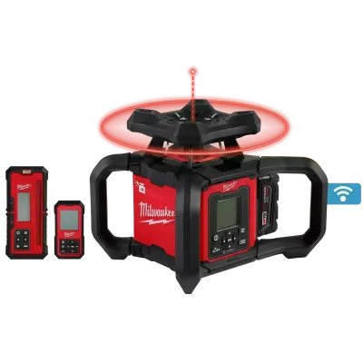 Milwaukee M18 Red Exterior Dual Slope 360° Laser Kit w/Receiver, Remote