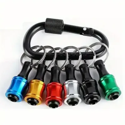 Zonon 1/4 Inch Hex Shank Aluminum Alloy Screwdriver Bits Holder w/Black Carabiner