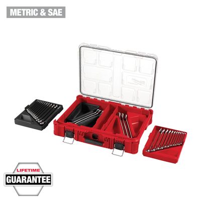 Milwaukee 30Pc SAE &amp; METRIC Combination Wrench Set in PackOut, 1/4" to 1" &amp; 8mm to 22mm