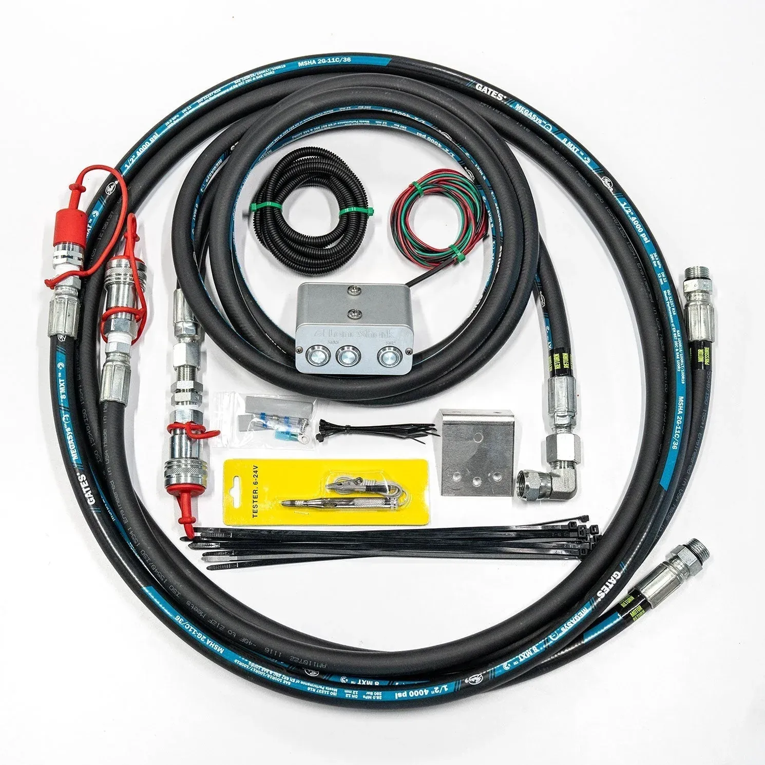 LaneShark Hydraulic Package, Includes Whips, H-Valve, Switch box &amp; Hose Guard Wrap
