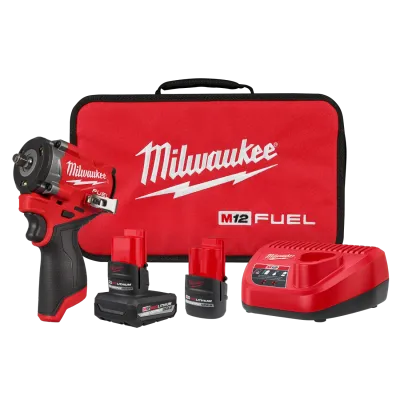 Milwaukee M12 3/8" Stubby Impact Wrench Kit