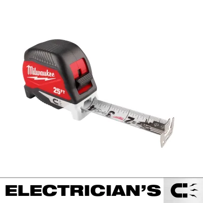 Milwaukee Compact Wide Blade Magnetic Electrician Tape Measure, 25Ft