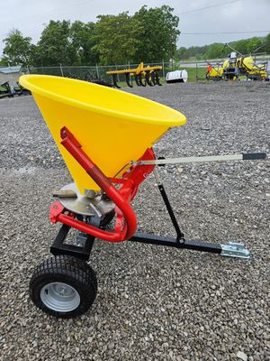 Sundown Poly Tub Pull Type Fertilizer Spreader w/SS Spinner, 480Lb Capacity