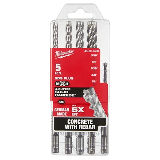 Milwaukee SDS+ MX4 5Pc  Masonry Drill Bit Set