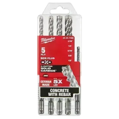 Milwaukee SDS+ MX4 5Pc  Masonry Drill Bit Set