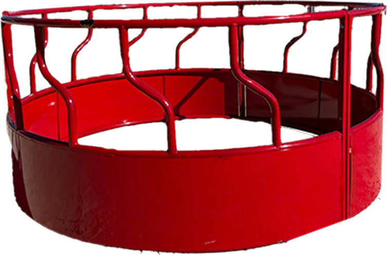 Painted Heavy Duty 3-Piece S-Bar X 5-RING, 14ga Cattle Hay Feeder w/Closed Bottom Hay Saver Ring