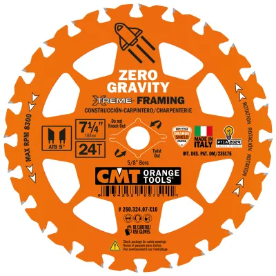 CMT 24-tooth "Zero Gravity" ITK Xtreme Circular Saw Framing Blade, 6-1/2"