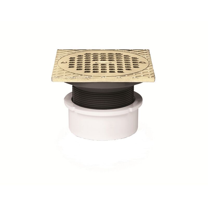Oatey® 3"X4" PVC Adjustable Floor Drain w/Brass Grate, 5"X5" Square
