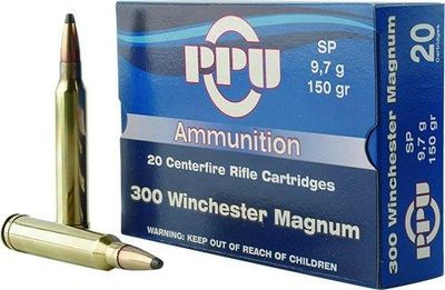 PPU Rifle Line .300 Win Magnum Ammo, 150G, 3250FPS   20Pk