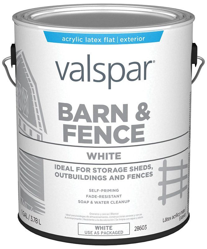 Valspar 018.3121-70.007 White Latex Barn/Fence Paint, 1Gal