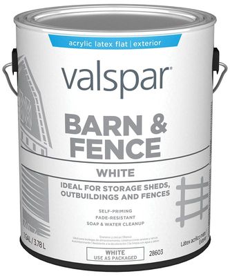 Valspar 018.3121-70.007 White Latex Barn/Fence Paint, 1Gal