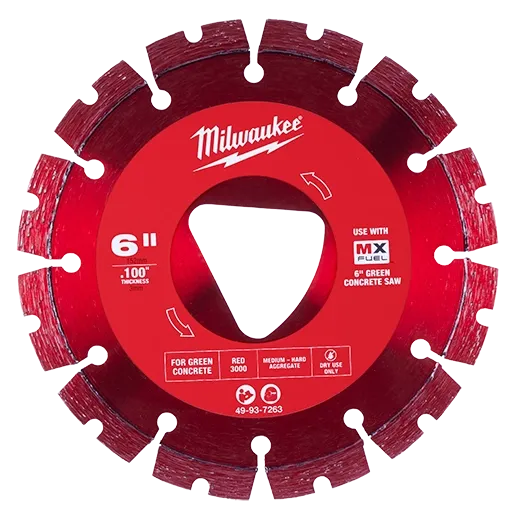 Milwaukee Green Concrete Blade RED for Medium/Hard, 6"X.100", Fits Soff-Cut Saws