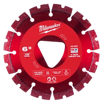 Milwaukee Green Concrete Blade RED for Medium/Hard, 6"X.100", Fits Soff-Cut Saws