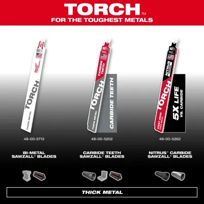 Milwaukee TORCH™ Nitrus Carbide™ Sawzall Blade for Cast Iron, 9" X 8TPI