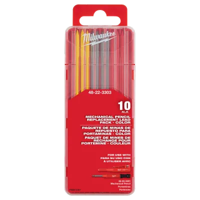 Milwaukee Color Lead Pack Refills for Mechanical Pencil, 10Pk