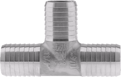 Plumbeeze 304 Stainless Steel Barbed Insert Tee, 1-1/4"