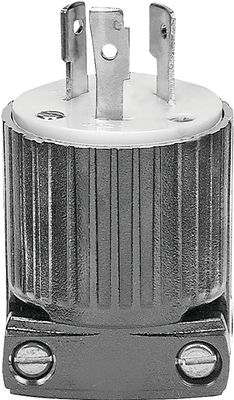 ​Eaton L620P Electrical Plug, 2-Pole, 20 A, 250 V, NEMA L6-20, Black/White