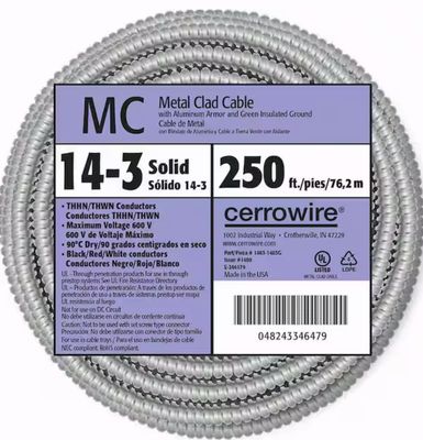 CerroWire MC Building Wire, 14/3MC-BX X 250Ft