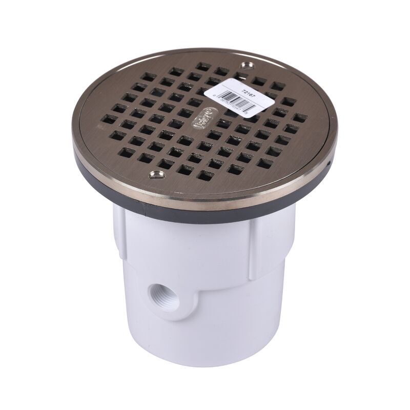 Oatey® 3"X4" PVC Adjustable Floor Drain w/6" Nickel Grate
