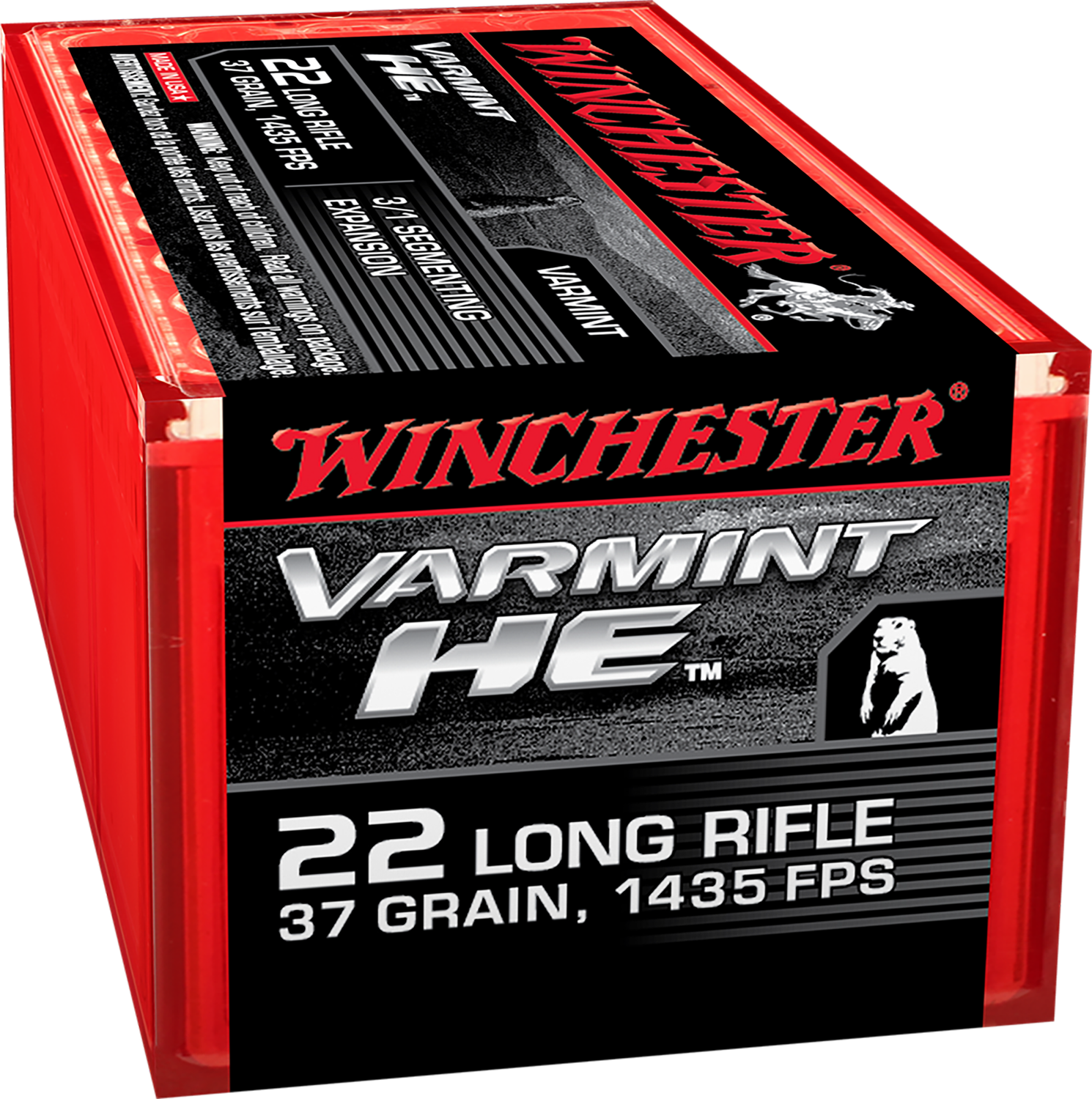 Winchester S22LRLRFSP Varmint HE ​22LR 37G, Segmenting Expansion Ammo, 50Ct