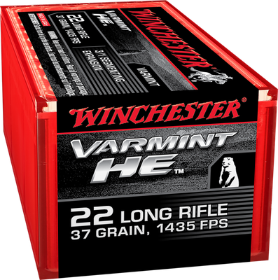 Winchester S22LRLRFSP Varmint HE ​22LR 37G, Segmenting Expansion Ammo, 50Ct